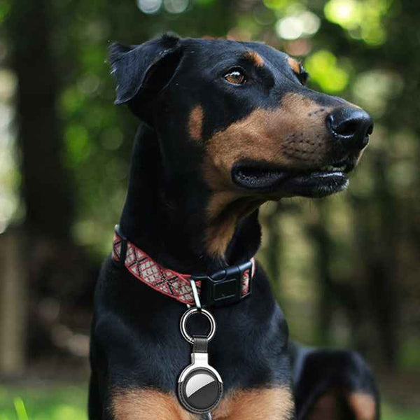 SULADA Leather Protective Cover Case with Switchable Keychain Ring For AirTag 2nd Gen / AirTag 1st Gen