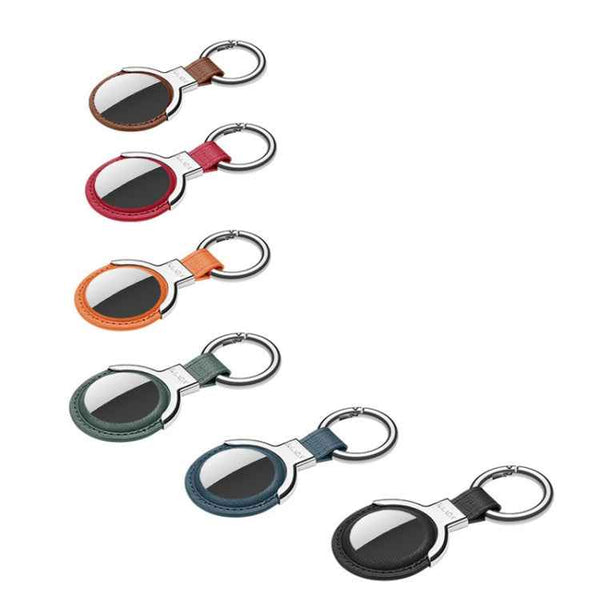 SULADA Leather Protective Cover Case with Switchable Keychain Ring For AirTag 2nd Gen / AirTag 1st Gen