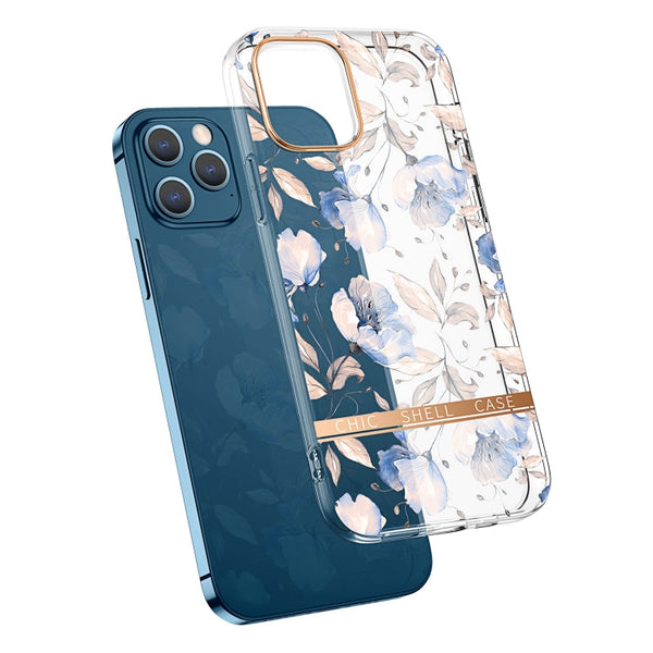 High Translucent Electroplating Flower Pattern TPU + PC Shockproof Case, For iPhone 11, For iPhone 11 Pro, For iPhone 12 Pro Max