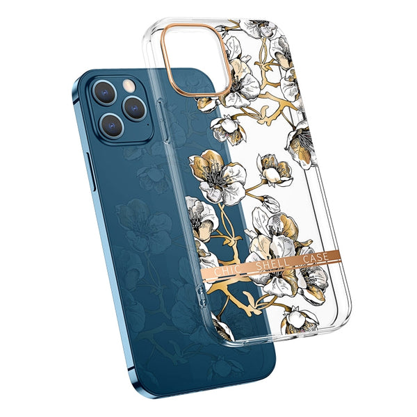 High Translucent Electroplating Flower Pattern TPU + PC Shockproof Case, For iPhone 11, For iPhone 11 Pro, For iPhone 12 Pro Max