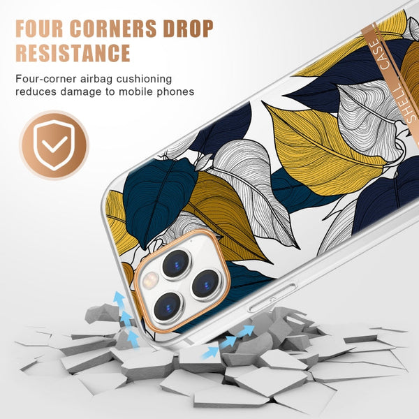 High Translucent Electroplating Flower Pattern TPU + PC Shockproof Case, For iPhone 11, For iPhone 11 Pro, For iPhone 12 Pro Max