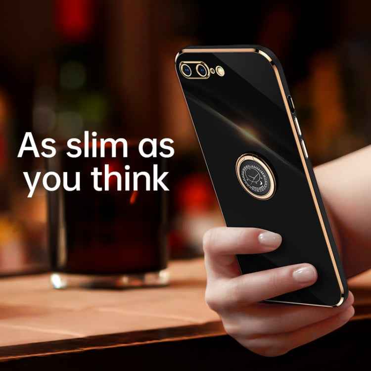 XINLI Straight Edge 6D Electroplate TPU Phone Case with Ring Holder, For iPhone SE 2022 / SE 2020 / 8 / 7, For iPhone 11, For iPhone 11 Pro