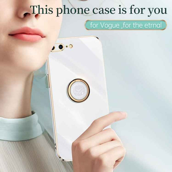 XINLI Straight Edge 6D Electroplate TPU Phone Case with Ring Holder, For iPhone SE 2022 / SE 2020 / 8 / 7, For iPhone 11, For iPhone 11 Pro