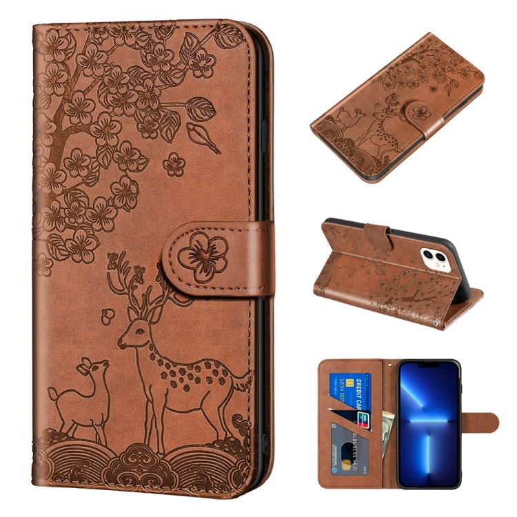 Sika Deer Embossing Pattern Horizontal Flip PU Leather Case with Holder & Card Slot & Wallet & Photo Frame, For iPhone 13 Pro, For iPhone 13 Pro Max, For iPhone X / XS, For iPhone XR