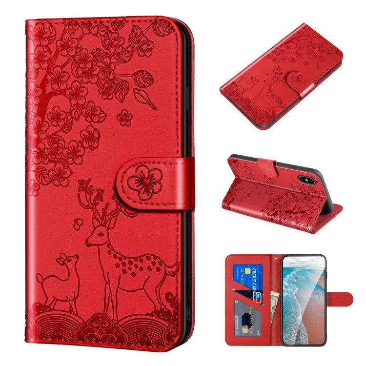 Sika Deer Embossing Pattern Horizontal Flip PU Leather Case with Holder & Card Slot & Wallet & Photo Frame, For iPhone 13 Pro, For iPhone 13 Pro Max, For iPhone X / XS, For iPhone XR