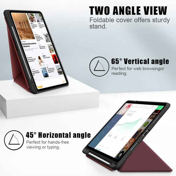 For Huawei MatePad 11 2021 Multi-folding Horizontal Flip PU Leather Shockproof Case with Holder & Sleep / Wake-up Function(Wine Red)