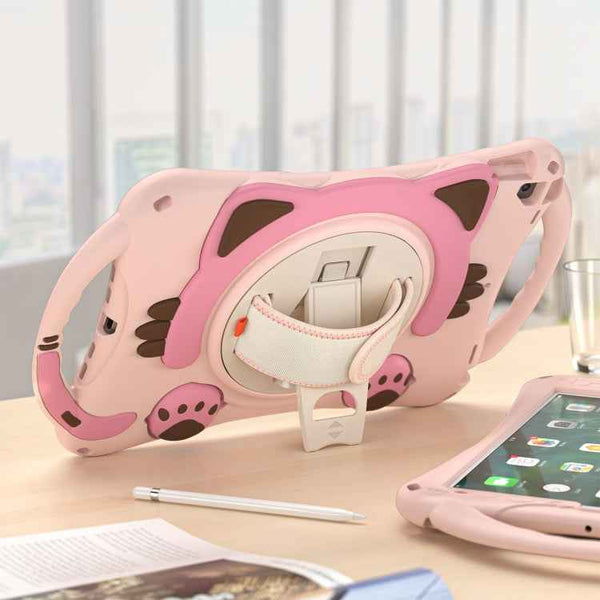 Cute Cat King Kids Shockproof EVA Protective Case with Holder & Shoulder Strap & Handle, For iPad 10.2 2021 / 2020 / 2019 / Pro 10.5 / Air 10.5