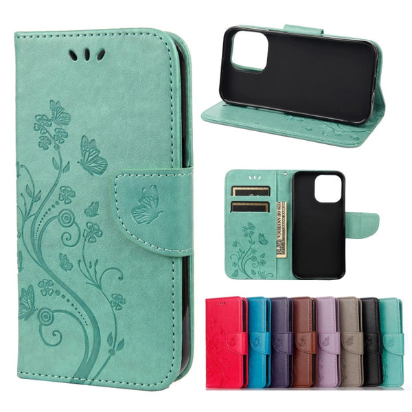 Butterfly Flower Pattern Horizontal Flip Leather Case with Holder & Card Slots & Wallet, For iPhone 13 Pro, For iPhone 13 Pro Max