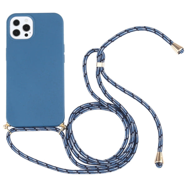 Wheat Straw Material + TPU Shockproof Case with Neck Lanyard, For iPhone 13 Pro Max