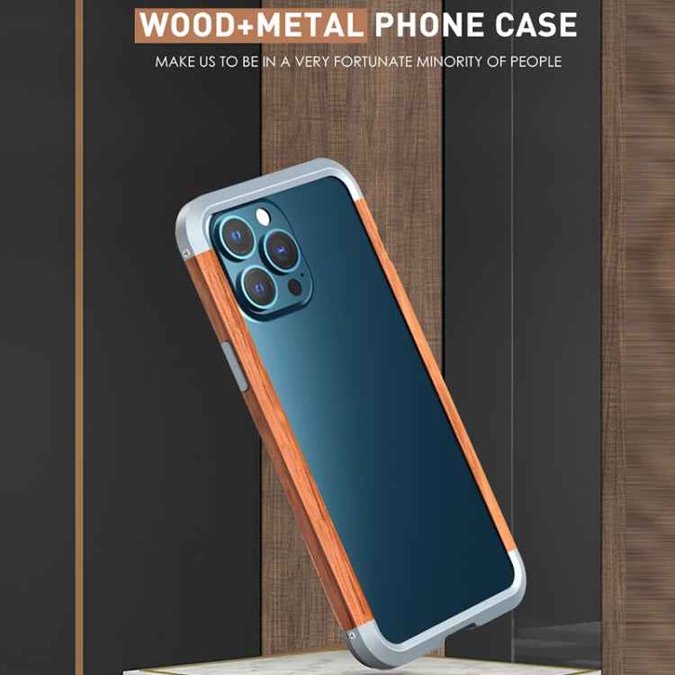 R-JUST Shockproof Iron + Wood Bumper Protective Case, For iPhone 13 Pro Max