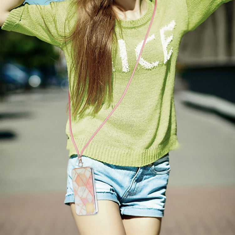 Electroplating Splicing Marble Pattern Dual-side IMD TPU Shockproof Case with Neck Lanyard, For iPhone 13 mini, For iPhone 13, For iPhone 13 Pro, For iPhone 13 Pro Max