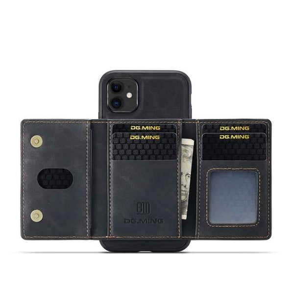 DG.MING M2 Series 3-Fold Multi Card Bag + Magnetic Back Cover Shockproof Case with Wallet & Holder Function, For iPhone 11, For iPhone 11 Pro, For iPhone 11 Pro Max