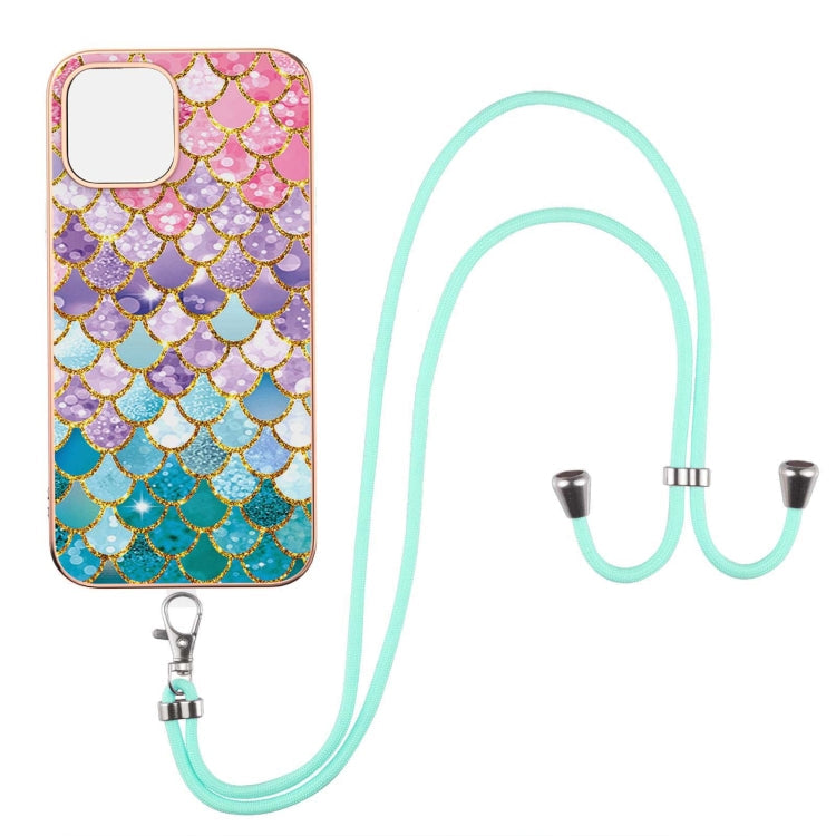 Electroplating Pattern IMD TPU Shockproof Case with Neck Lanyard, For iPhone 13 mini, For iPhone 13, For iPhone 13 Pro, For iPhone 13 Pro Max