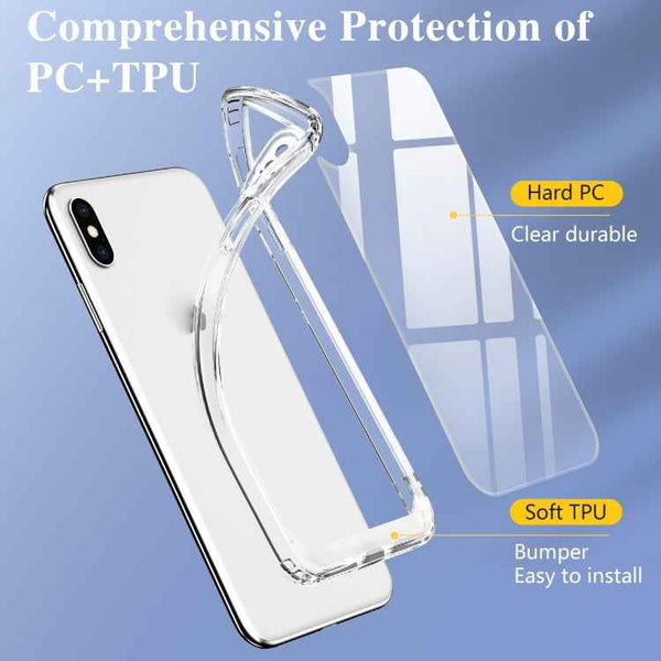 For iPhone X / XS Crystal Clear Shockproof PC  TPU Protective Case(Transparent)