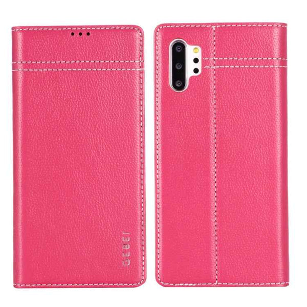 GEBEI Top-grain Leather Horizontal Flip Protective Case with Holder & Card Slots, For iPhone XS Max, For Galaxy Note 10, For Galaxy Note 10+