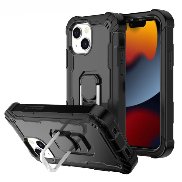 PC + Rubber 3-layers Shockproof Protective Case with Rotating Holder, For iPhone 13 mini, For iPhone 13