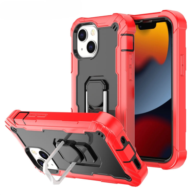 PC + Rubber 3-layers Shockproof Protective Case with Rotating Holder, For iPhone 13 mini, For iPhone 13