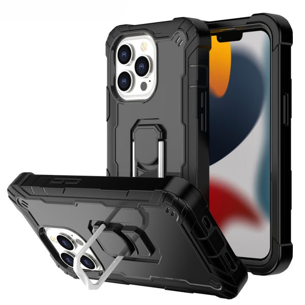 PC + Rubber 3-layers Shockproof Protective Case with Rotating Holder, For iPhone 13 Pro, For iPhone 13 Pro Max