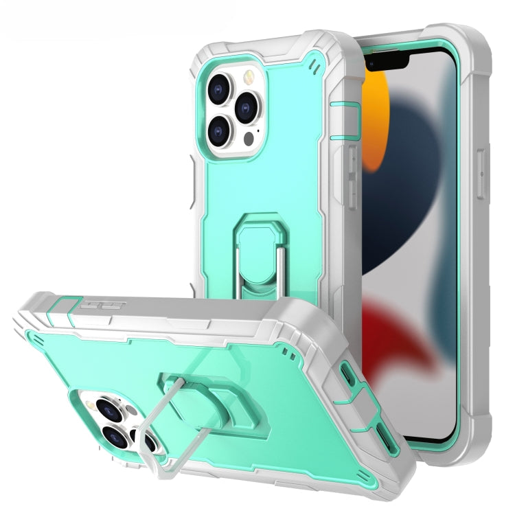 PC + Rubber 3-layers Shockproof Protective Case with Rotating Holder, For iPhone 13 Pro, For iPhone 13 Pro Max