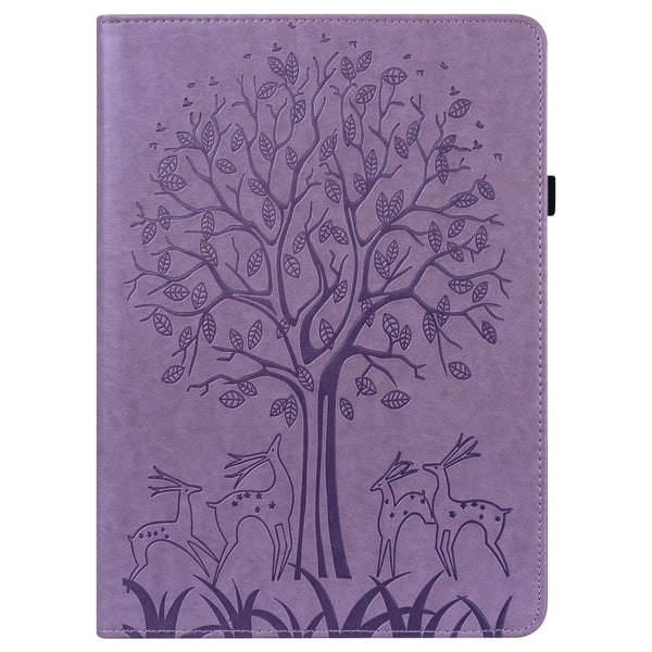 Tree & Deer Pattern Pressed Printing Horizontal Flip PU Leather Case with Holder & Card Slots & Sleep / Wake-up Function, For Samsung Galaxy Tab S6 Lite, For Samsung Galaxy Tab A7 10.4 2020
