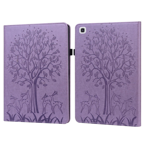 Tree & Deer Pattern Pressed Printing Horizontal Flip PU Leather Case with Holder & Card Slots & Sleep / Wake-up Function, For Samsung Galaxy Tab S6 Lite, For Samsung Galaxy Tab A7 10.4 2020