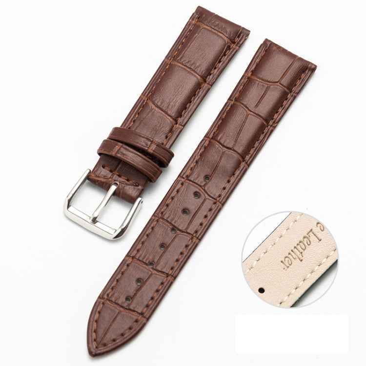20mm Two-layer Cowhide Leather Bamboo Joint Texture Watch Band(Dark Brown)