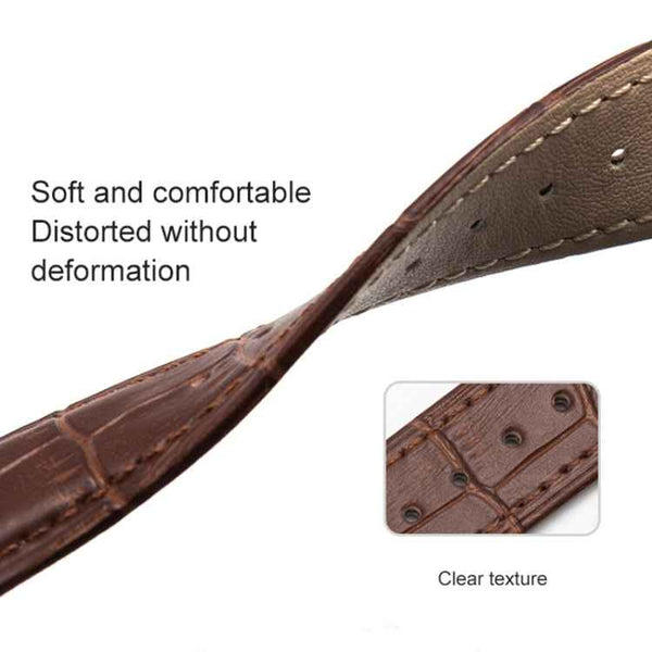 20mm Two-layer Cowhide Leather Bamboo Joint Texture Watch Band(Dark Brown)