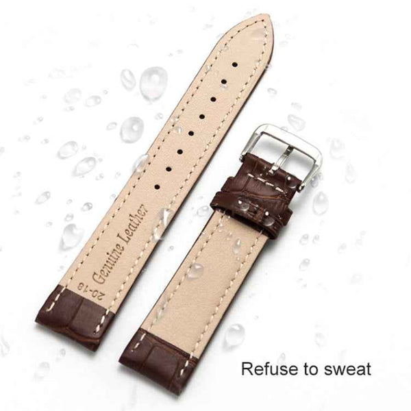 20mm Two-layer Cowhide Leather Bamboo Joint Texture Watch Band(Dark Brown)