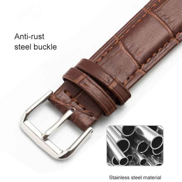 20mm Two-layer Cowhide Leather Bamboo Joint Texture Watch Band(Dark Brown)