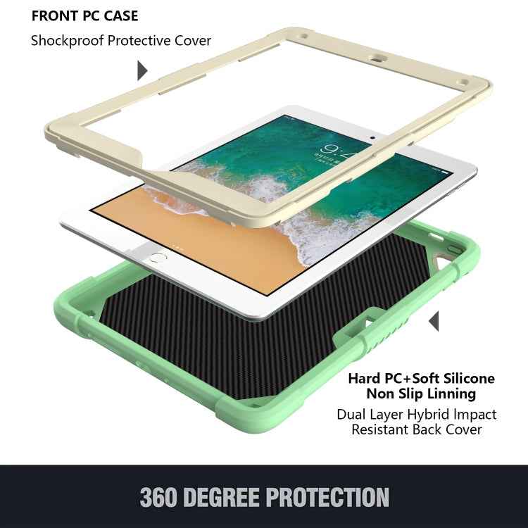 Beige Silicone & PC Case with Butterfly Holder for iPad 9.7/Pro 9.7/Air 2/6 (Beige & Green)