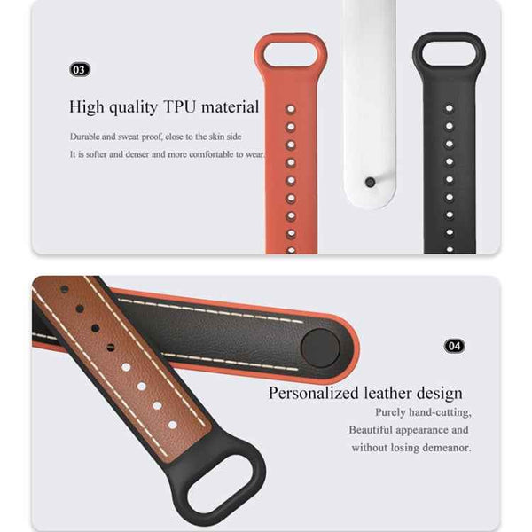MIJOBS TPU + Leather Replacement Strap Watchband, For Xiaomi Mi Band 5 / 6