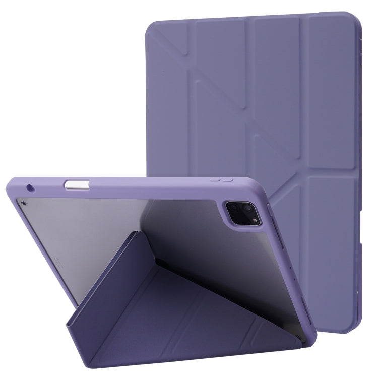 Deformation Transparent Acrylic Horizontal Flip PU Leather Case with Multi-folding Holder & Sleep / Wake-up Function & Pen Slot, For iPad Air 2022 / 2020 10.9, For iPad Pro 11.0 2021 / 2020 / 2018, For iPad 9.7 2017 / 2018 / Pro 9.7                    ...