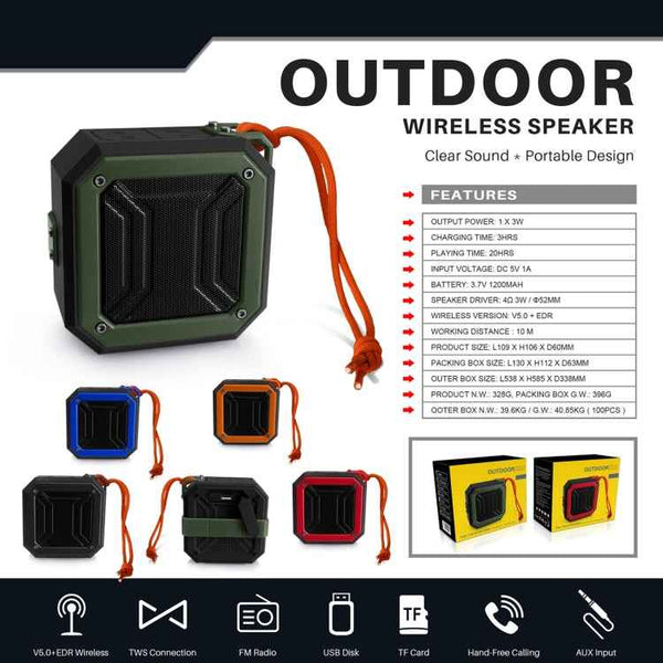 New Rixing NR-103 Mini TWS Bluetooth Speaker with Lanyard, NR-103 (Orange), NR-103 (Black), NR-103 (Red), NR-103 (Blue), NR-103 (Green)