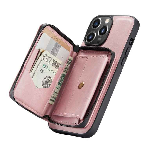 JEEHOOD Magnetic Zipper Horizontal Flip Leather Case with Holder & Card Slot & Wallet, For iPhone 13 mini, For iPhone 13, For iPhone 13 Pro, For iPhone 13 Pro Max