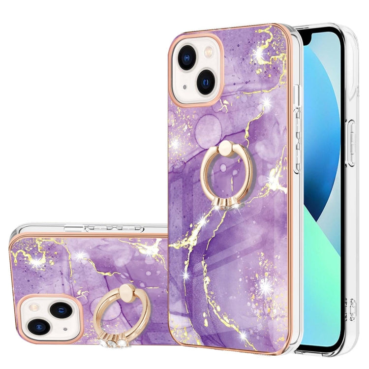 Electroplating Marble Pattern IMD TPU Shockproof Case with Ring Holder, For iPhone 13 mini, For iPhone 13, For iPhone 13 Pro, For iPhone 13 Pro Max