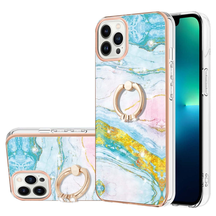 Electroplating Marble Pattern IMD TPU Shockproof Case with Ring Holder, For iPhone 13 mini, For iPhone 13, For iPhone 13 Pro, For iPhone 13 Pro Max