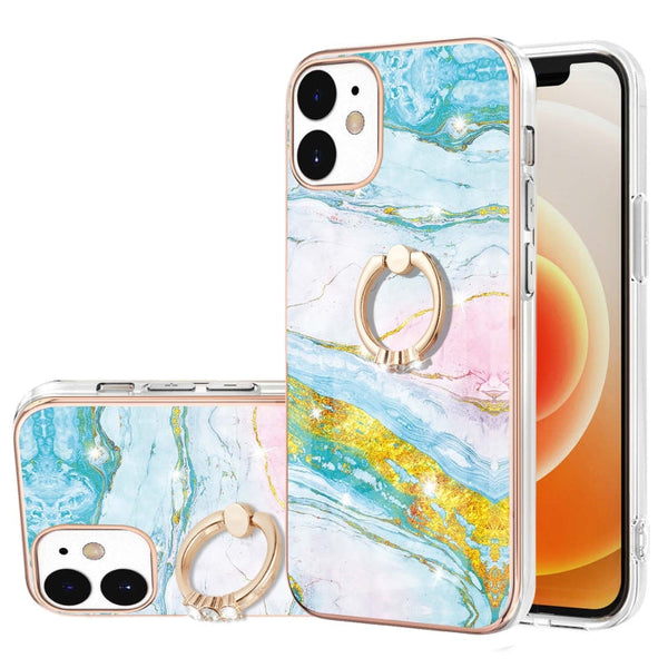 Electroplating Marble Pattern IMD TPU Shockproof Case with Ring Holder, For iPhone 12 / 12 Pro, For iPhone 12 Pro Max, For iPhone 11, For iPhone 11 Pro Max