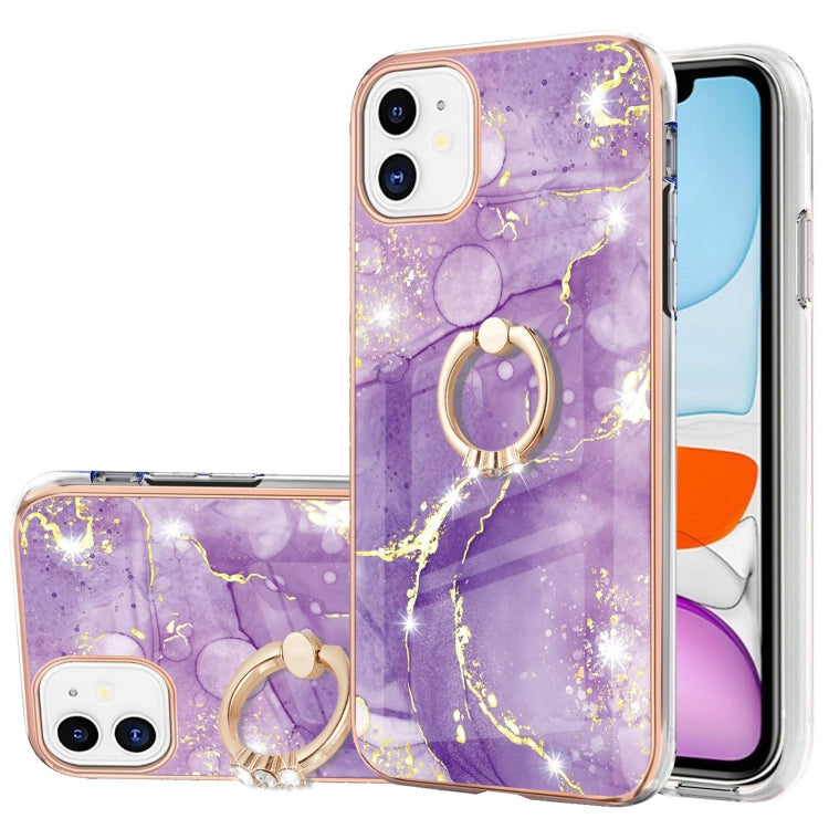 Electroplating Marble Pattern IMD TPU Shockproof Case with Ring Holder, For iPhone 12 / 12 Pro, For iPhone 12 Pro Max, For iPhone 11, For iPhone 11 Pro Max