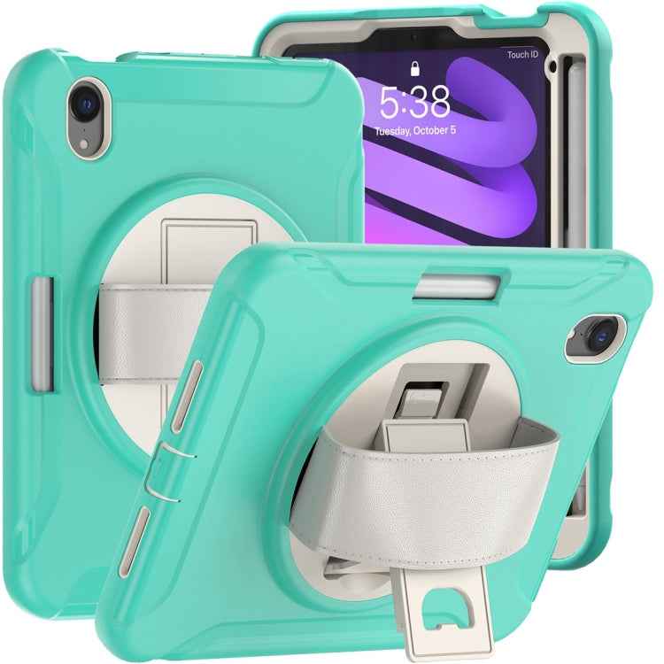 360 Degree Rotation PC + TPU Protective Case with Holder & Hand-strap, For iPad mini 6 / mini 2024