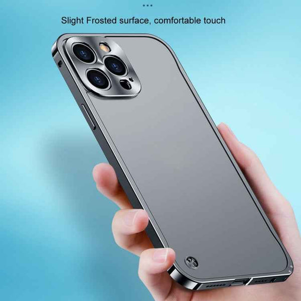 For iPhone 13 Pro Metal Frame Frosted PC Shockproof Phone Case (Black)