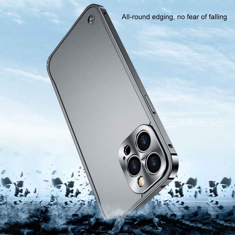 For iPhone 13 Pro Metal Frame Frosted PC Shockproof Phone Case (Black)