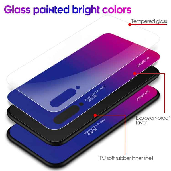 Gradient Color Glass Case, For Xiaomi Mi 9