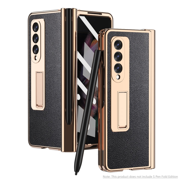 Electroplated Hinge Pen Slot Lychee Phone Case
