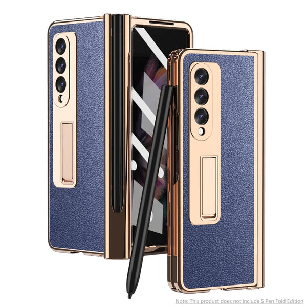 Electroplated Hinge Pen Slot Lychee Phone Case
