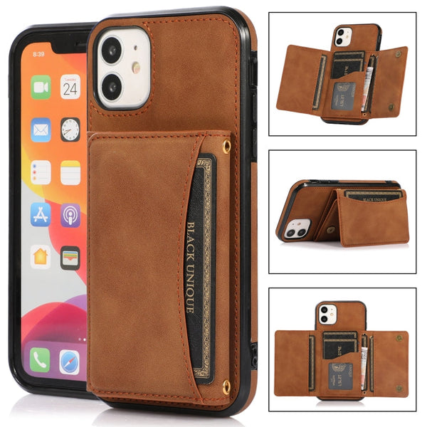 Three-fold Leather Phone Case with Card Slot & Wallet & Holder, For iPhone 11 Pro, For iPhone 11, For iPhone XR, For iPhone 8 Plus & 7 Plus