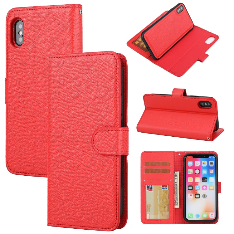 Cross Texture Detachable Leather Phone Case, For iPhone XS / X, For iPhone XR, For iPhone XS Max, For iPhone SE 2022 / SE 2020 / 8 / 7, For iPhone 8 Plus / 7 Plus