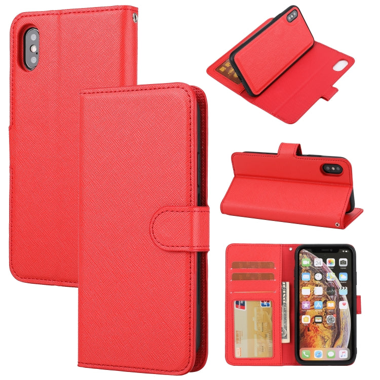 Cross Texture Detachable Leather Phone Case, For iPhone XS / X, For iPhone XR, For iPhone XS Max, For iPhone SE 2022 / SE 2020 / 8 / 7, For iPhone 8 Plus / 7 Plus