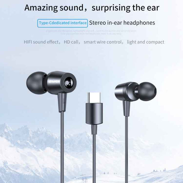 awei TC-1 Type-C / USB-C Stereo Surround In-ear Wired Earphone(Black)