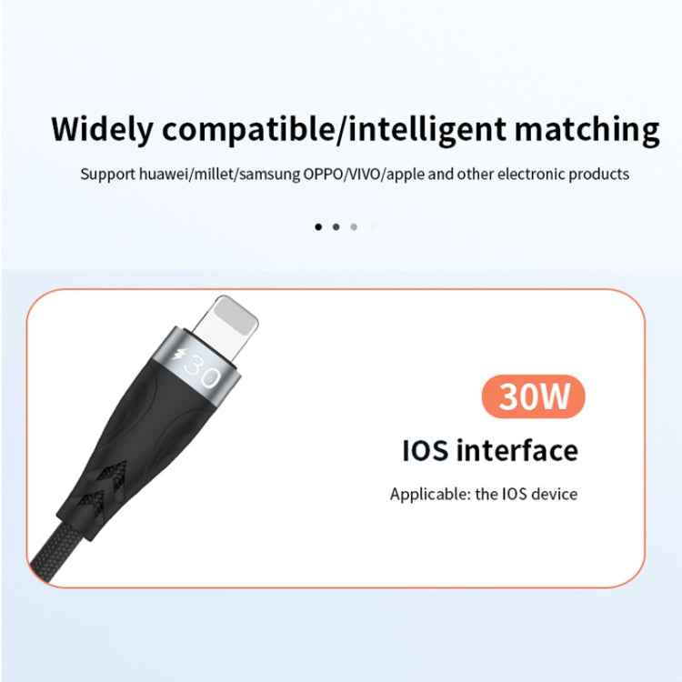 ADC-008 2 in 1 PD 30W USB + USB-C / Type-C to 8 Pin Flash Charge Data Cable, Cable Length:1m(Black Grey)