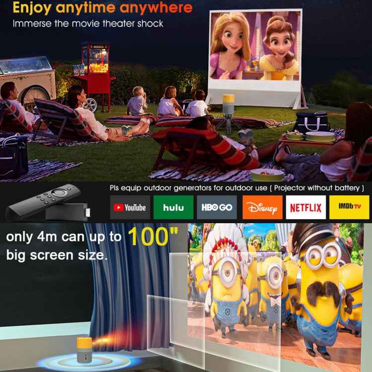 T400 100 inch Screen 3000 Lumens LED Mini Projector, Plug Type:US Plug(Black White)